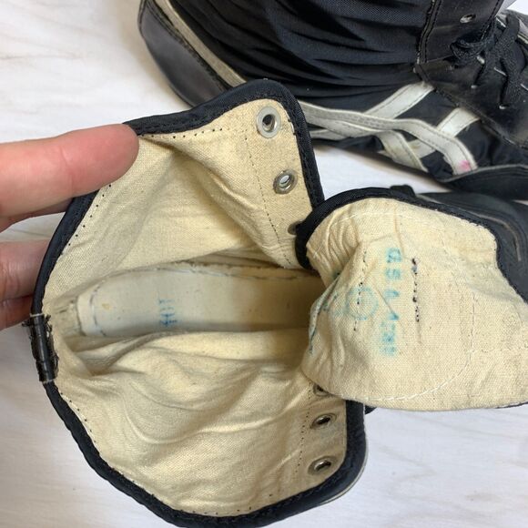 Vintage Onitsuka Tiger Wrestling Shoes Size 10.5 - Rare 70s Black/White Leather - Picture 9 of 10